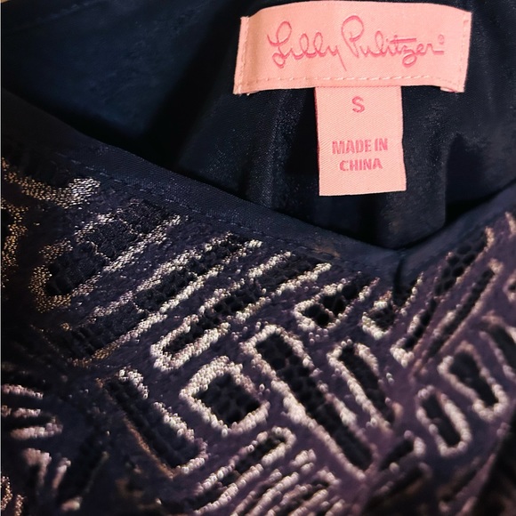 Lilly Pulitzer full length dark navy/metallic gown - Picture 4 of 6